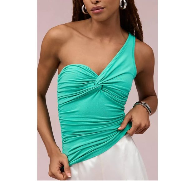 🏷️NWT Agolde Domino One-Shoulder Top In Cactus Green - Small - Picture 5 of 13
